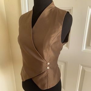 Anne Klein Brown Silk Menswear Wrap Vest